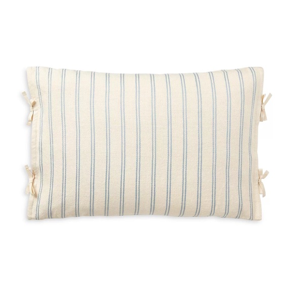 RALPH LAUREN RAEGHAN STRIPE Cream Navy Linen Throw Pillow & Feather Insert - Picture 1 of 3